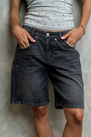 Kaydence Bermuda Shorts in Washed Black