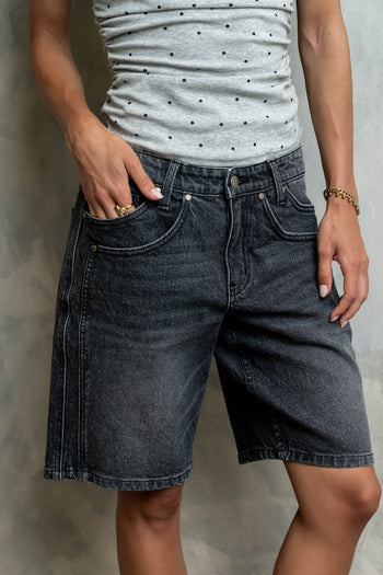 Kaydence Bermuda Shorts in Washed Black
