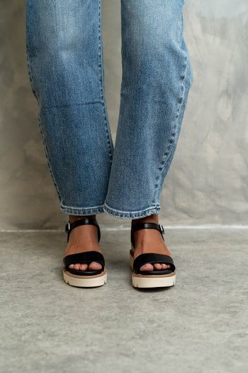 Ophidia Wedge Sandal in Black