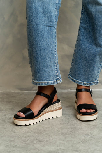 Ophidia Wedge Sandal in Black