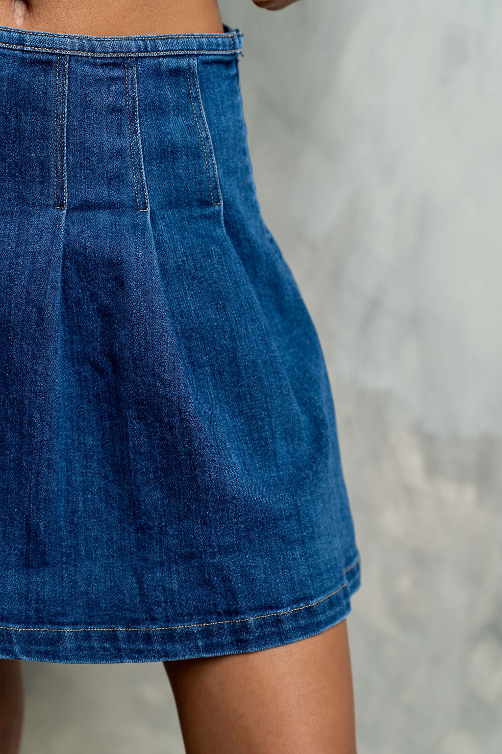 Alyssa Pleated Denim Mini Skirt