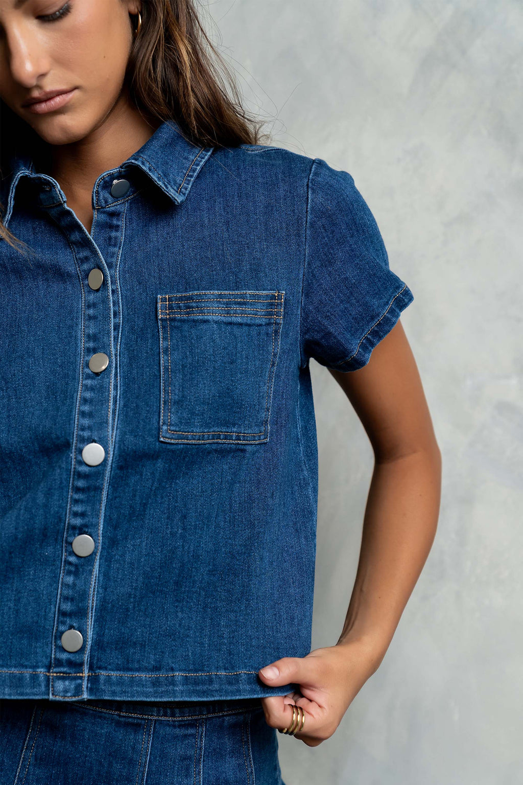 Alyssa Button Up Denim Top