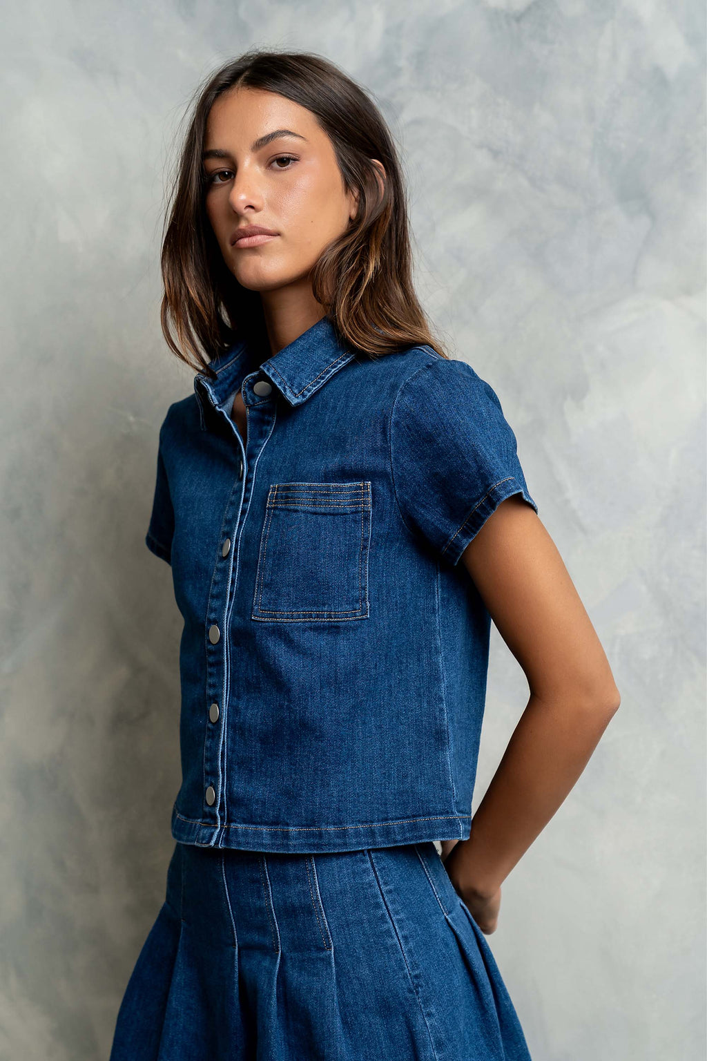 Alyssa Button Up Denim Top