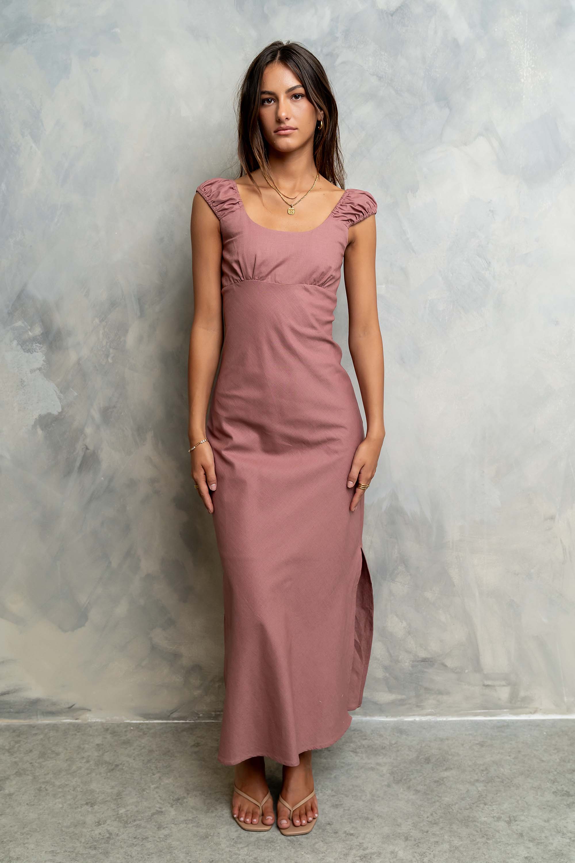 mauve pink maxi dress Maxi Dress Mauve Pink Formal Dress Rhinestones Plunging Neck Pink Long Train Trumpet Prom Dress