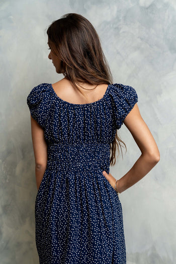Kaelyn Floral Midi Dress in Midnight