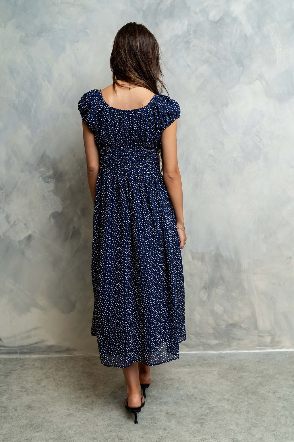 Kaelyn Floral Midi Dress in Midnight