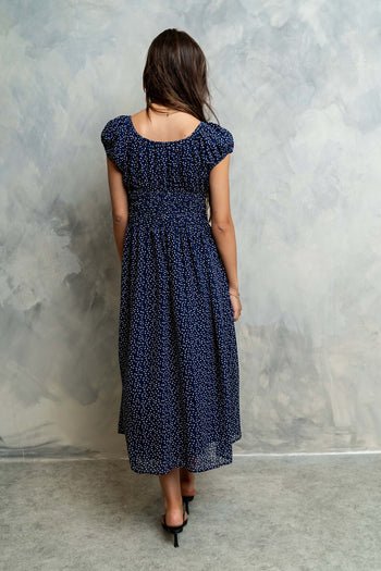 Kaelyn Floral Midi Dress in Midnight