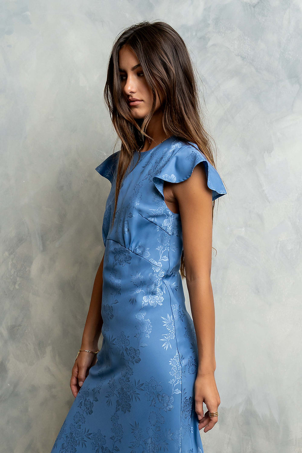 Mateo Floral Maxi Dress in Blue