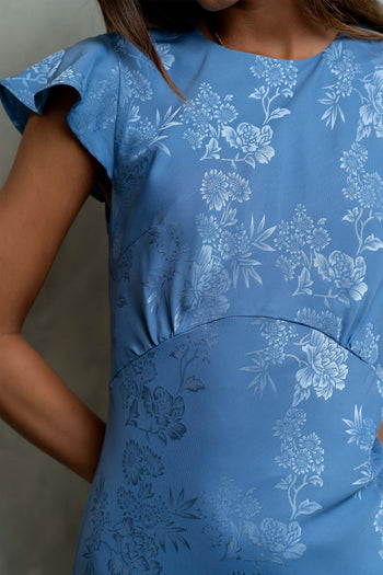 Mateo Floral Maxi Dress in Blue