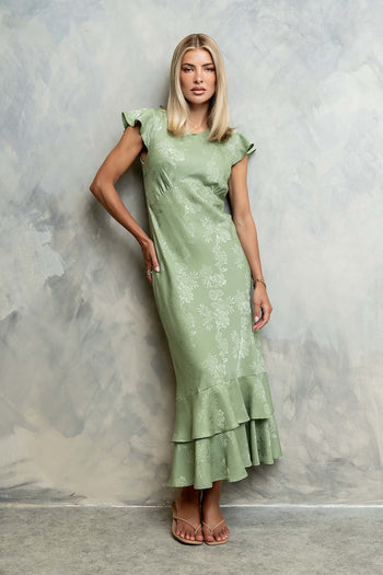 Mateo Floral Maxi Dress in Green