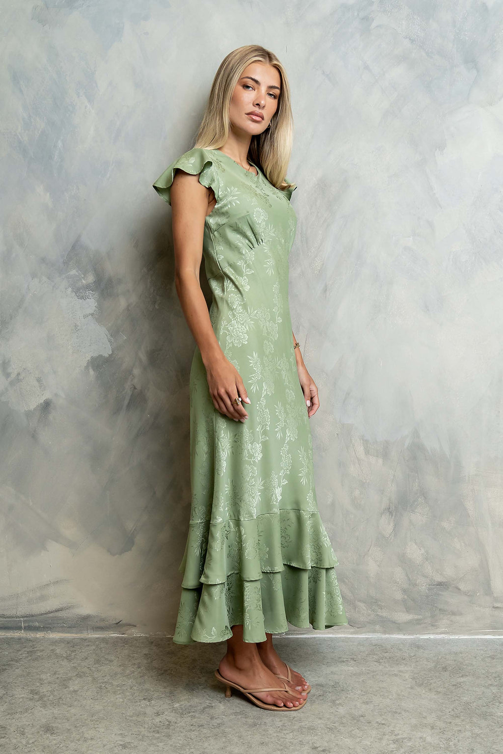 Mateo Floral Maxi Dress in Green