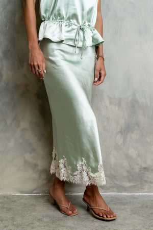 Saige Satin Midi Skirt