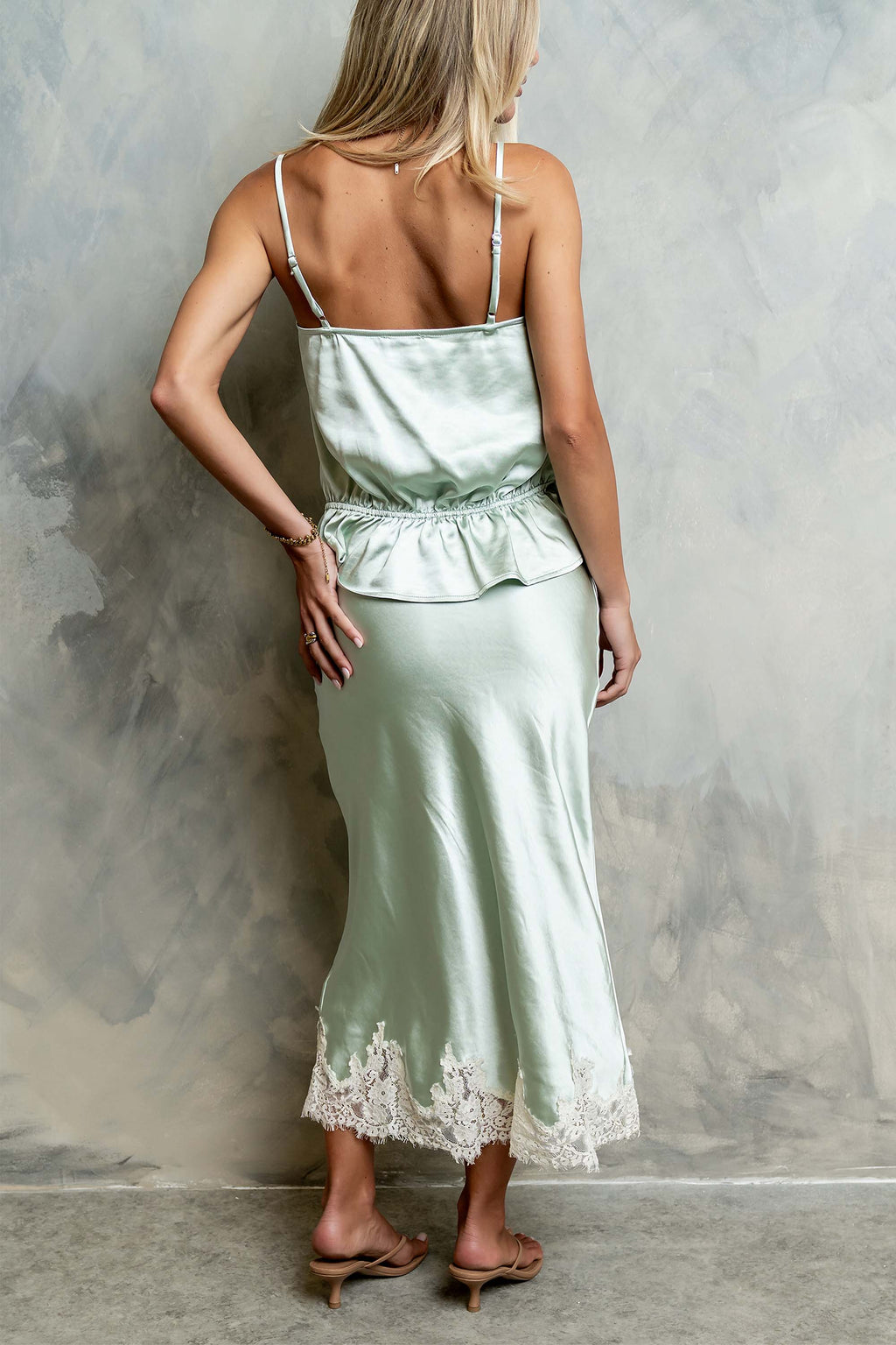 Saige Satin Midi Skirt