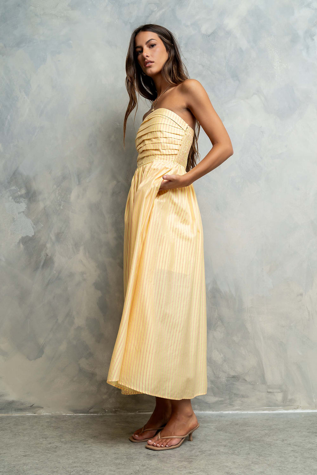 Kayleen Strapless Dress in Yellow