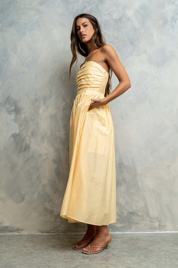 Kayleen Strapless Dress in Yellow