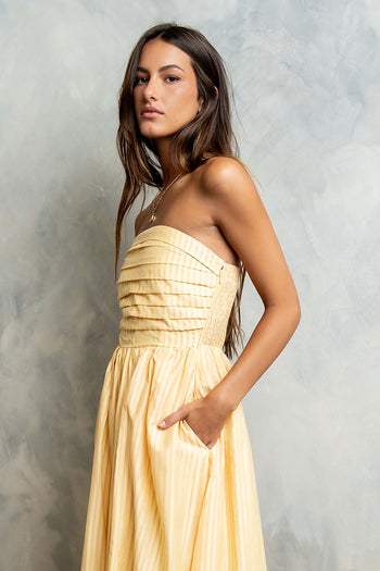 Kayleen Strapless Dress in Yellow