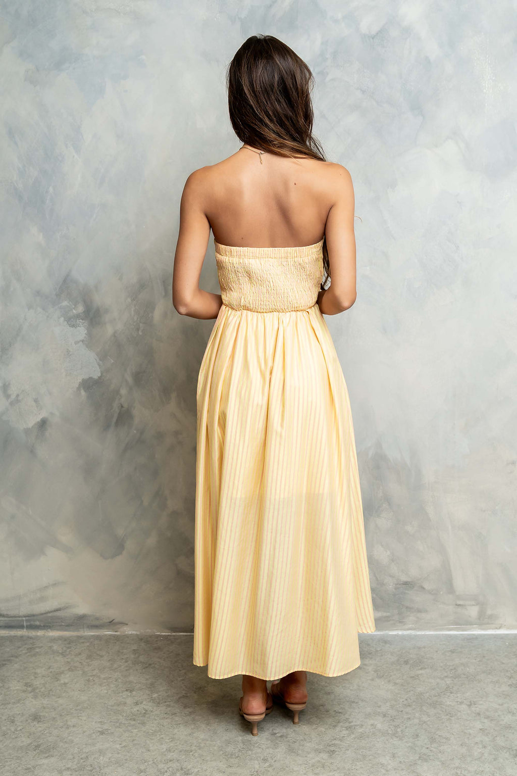 Kayleen Strapless Dress in Yellow