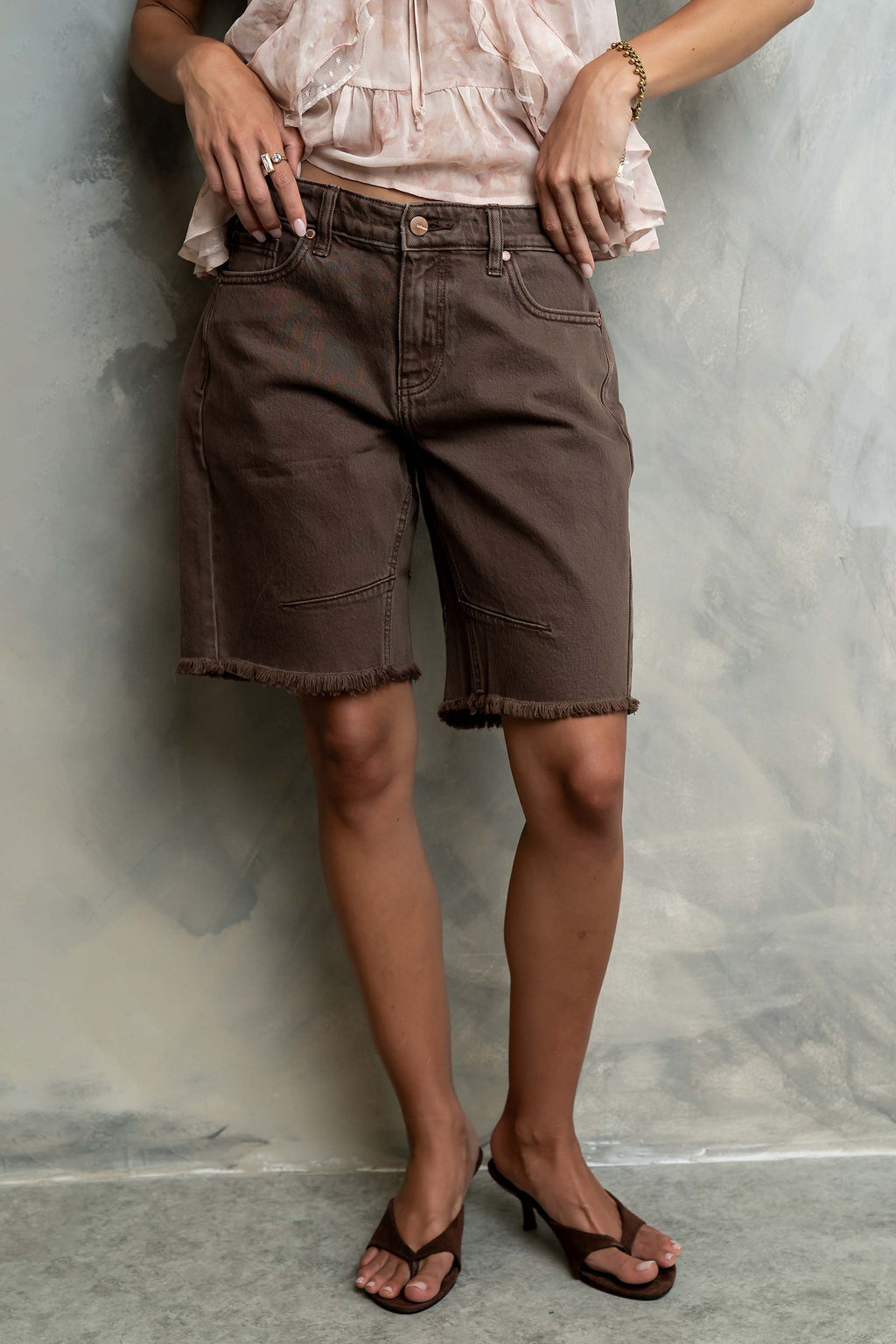 Layla Denim Shorts in Brown