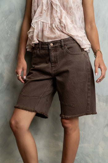 Layla Denim Shorts in Brown