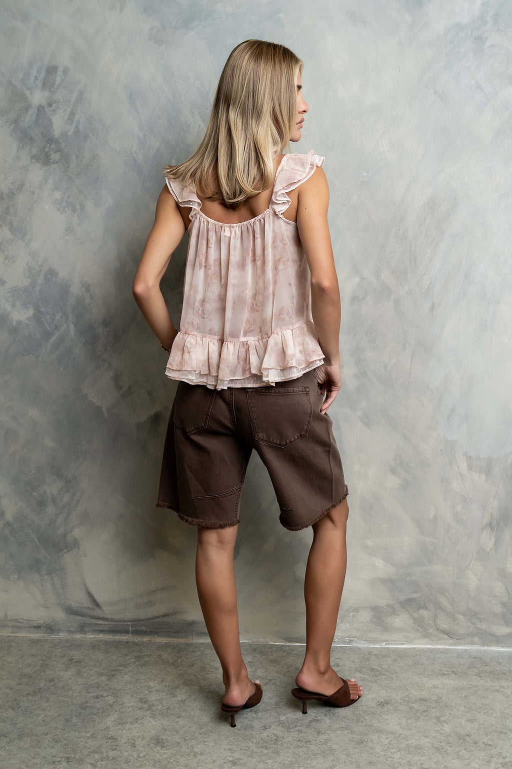 Layla Denim Shorts in Brown