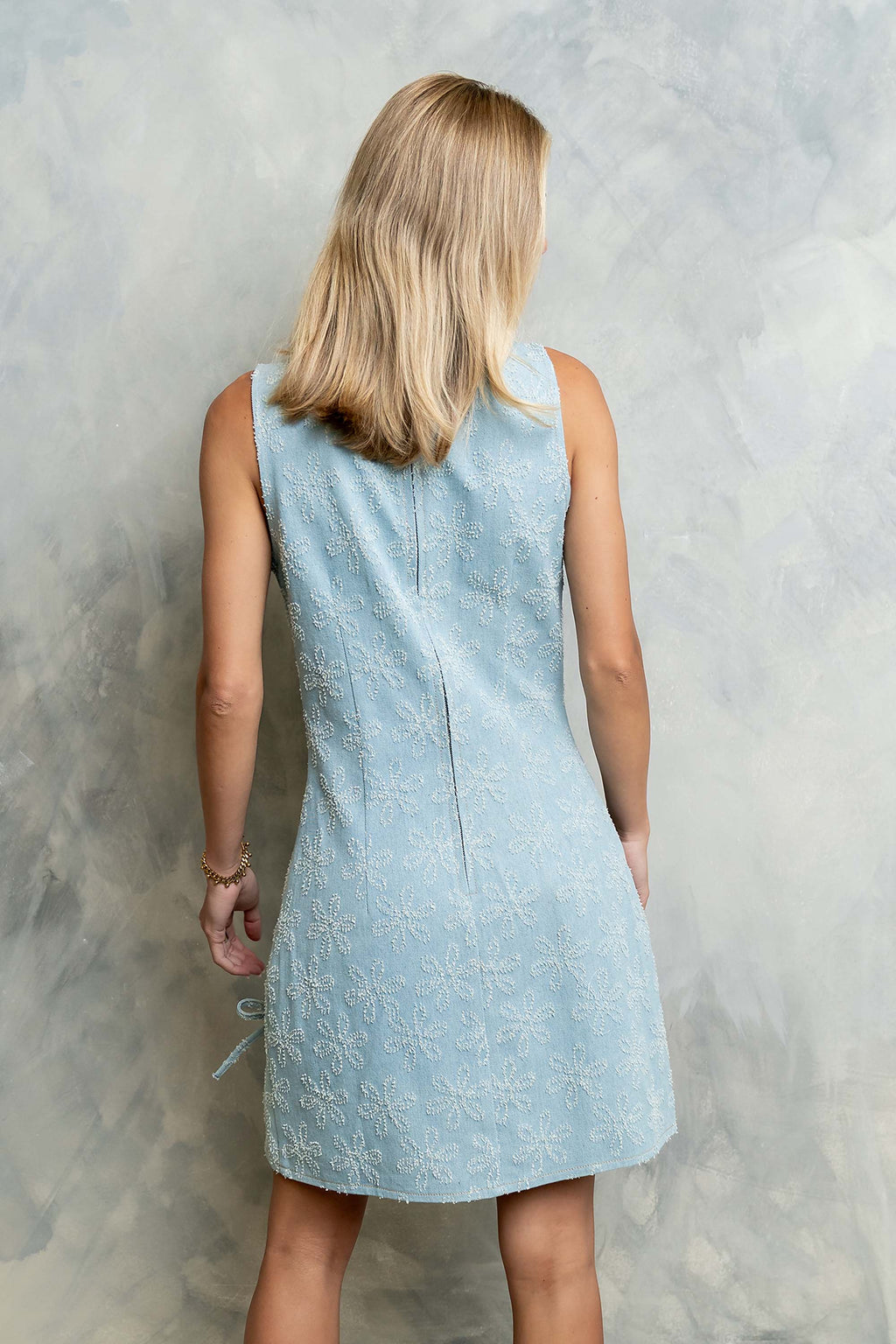 Davie Floral Denim Dress L / Light Wash