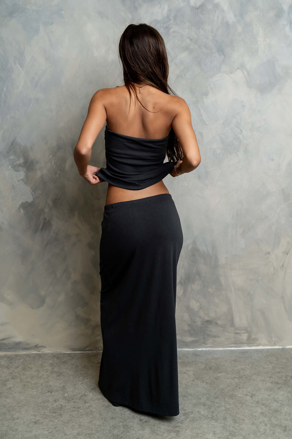Marsha Fold Over Tube Top in Charcoal