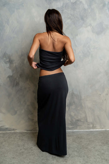 Marsha Fold Over Tube Top in Charcoal