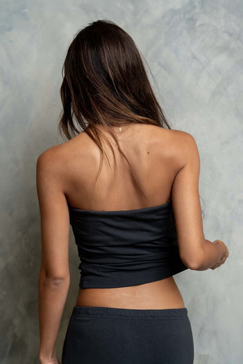 Marsha Fold Over Tube Top in Charcoal