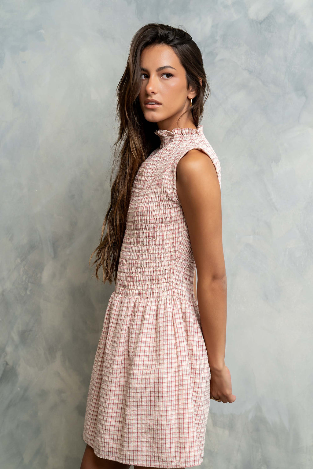 Jadeyn Plaid Smocked Mini Dress