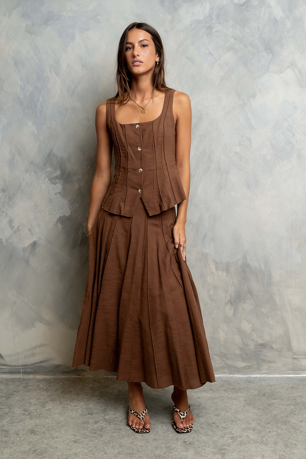 Cadence Tank Top in Brown