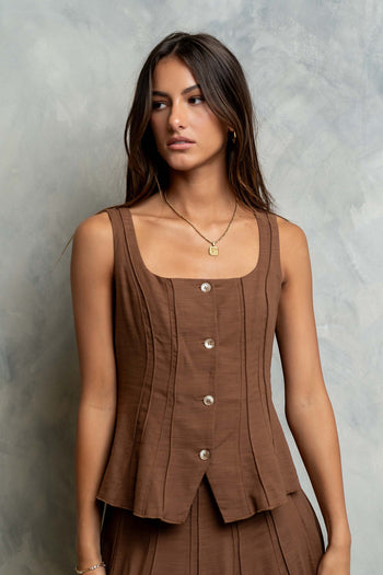 Cadence Tank Top in Brown