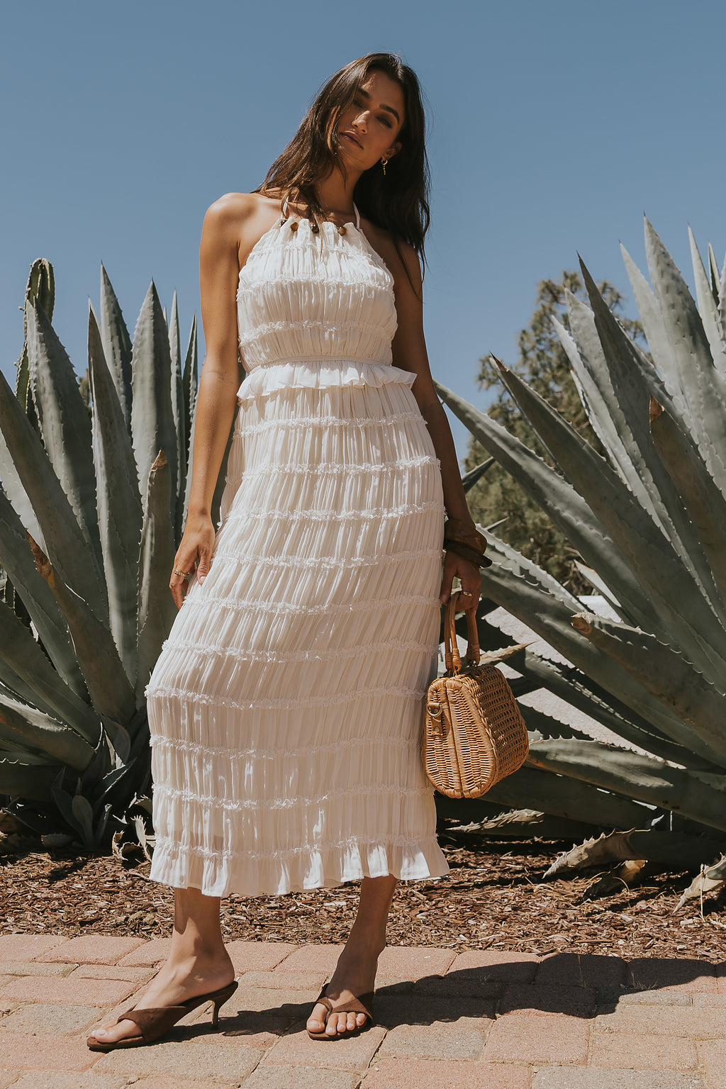 Marla Chiffon Midi Dress in Cream XL / Cream