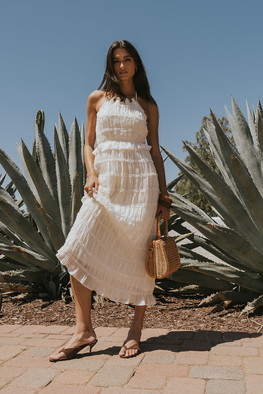 Marla Chiffon Midi Dress in Cream
