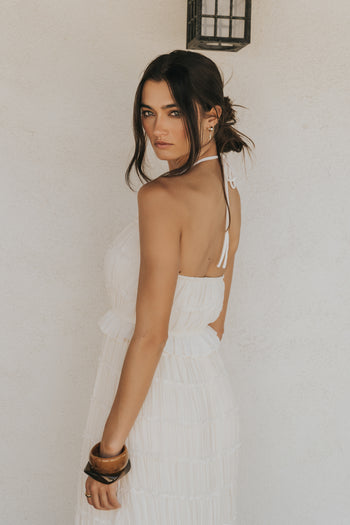Marla Chiffon Midi Dress in Cream
