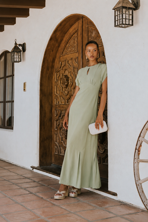 bohme green dress Rain Smocked Midi Dress in Green