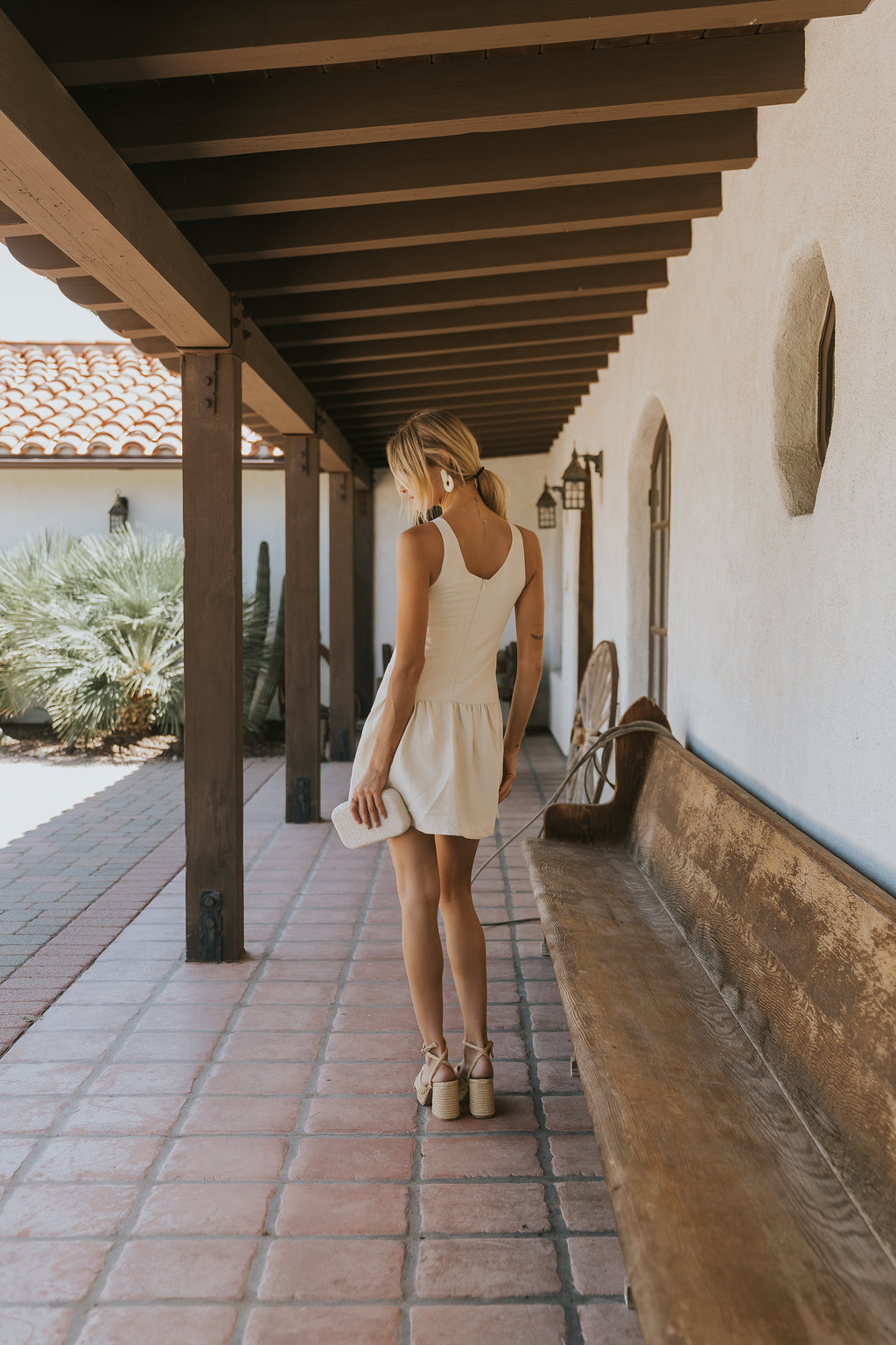Jolena Drop Waist Mini Dress in White