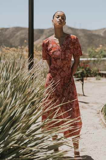 Lorie Maxi Dress in Rust