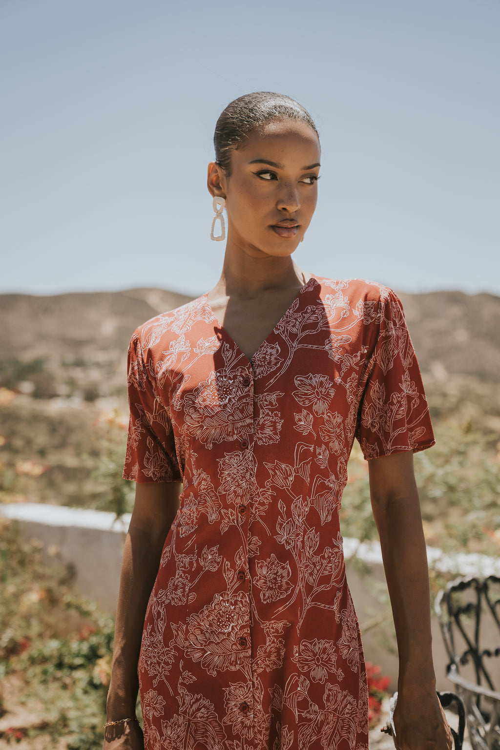 Lorie Maxi Dress in Rust