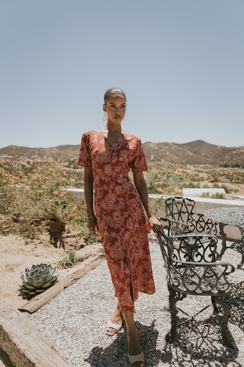 Lorie Maxi Dress in Rust