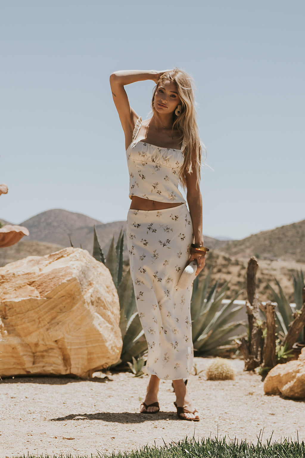 Paulette Floral Satin Midi Skirt