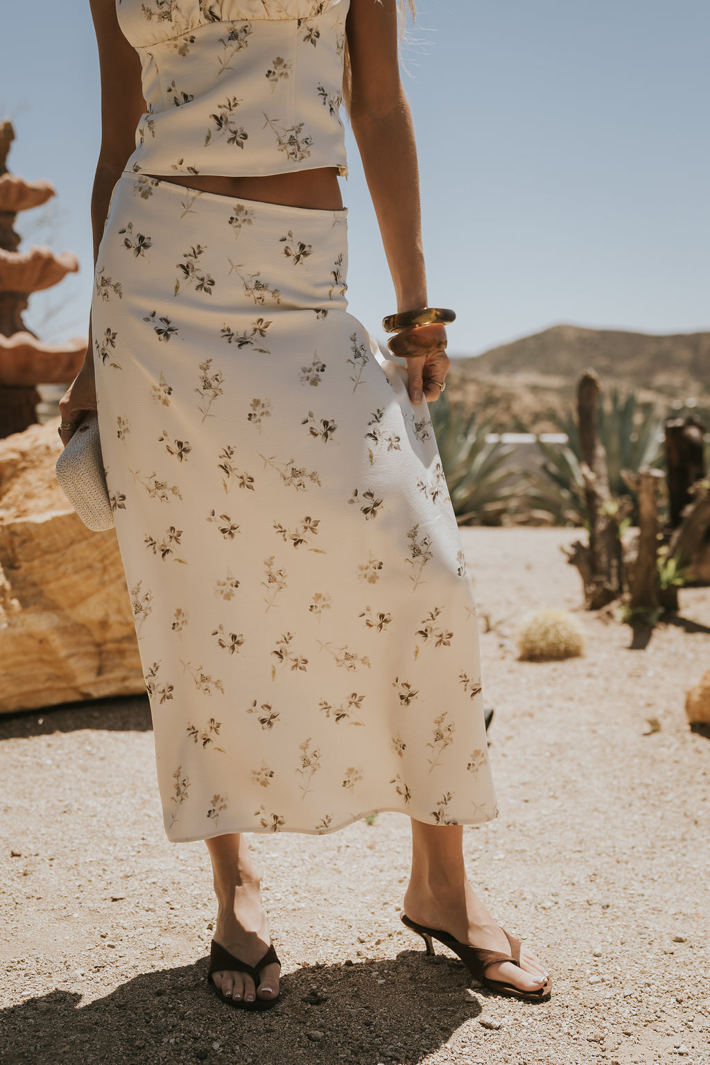 Paulette Floral Satin Midi Skirt