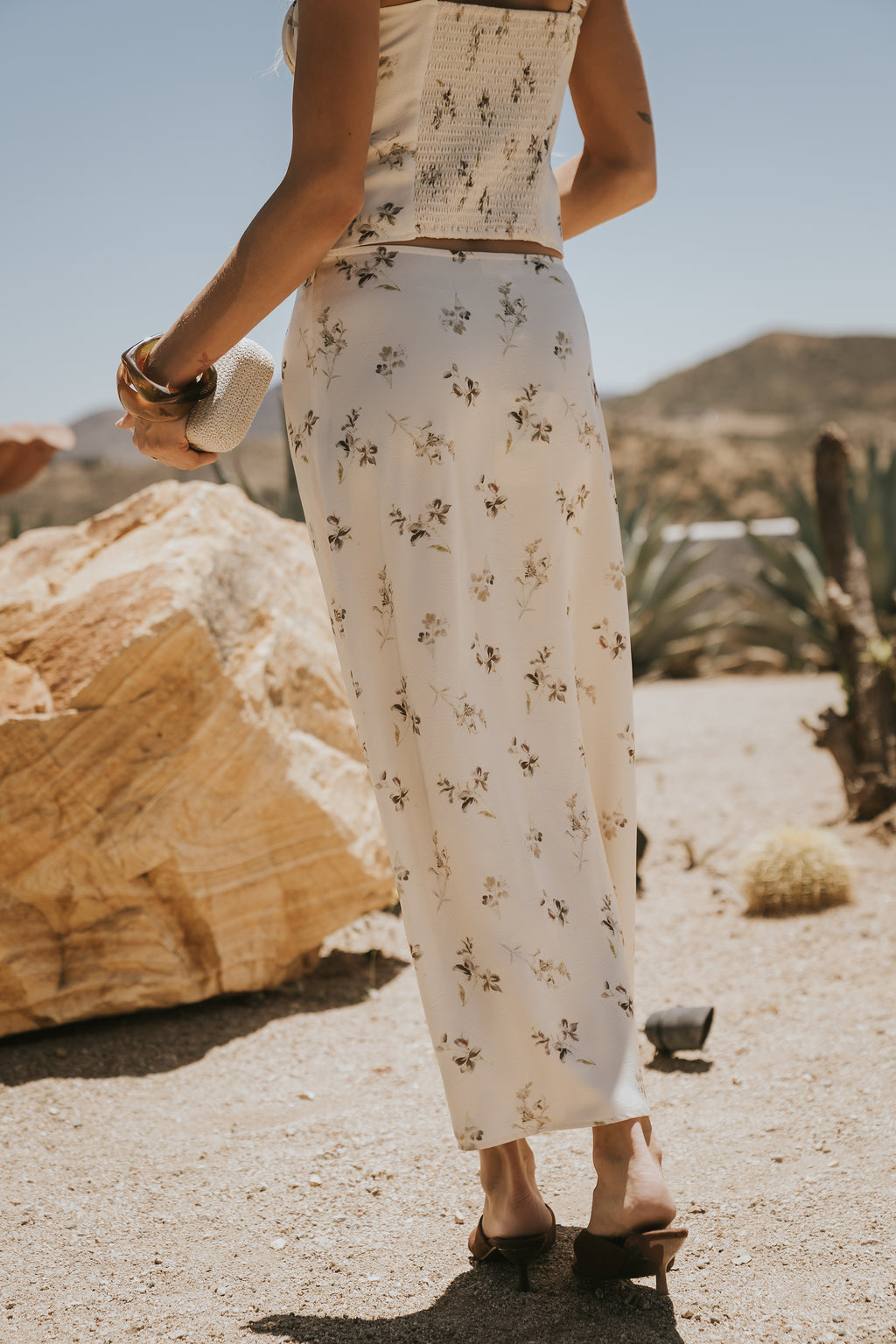 Paulette Floral Satin Midi Skirt