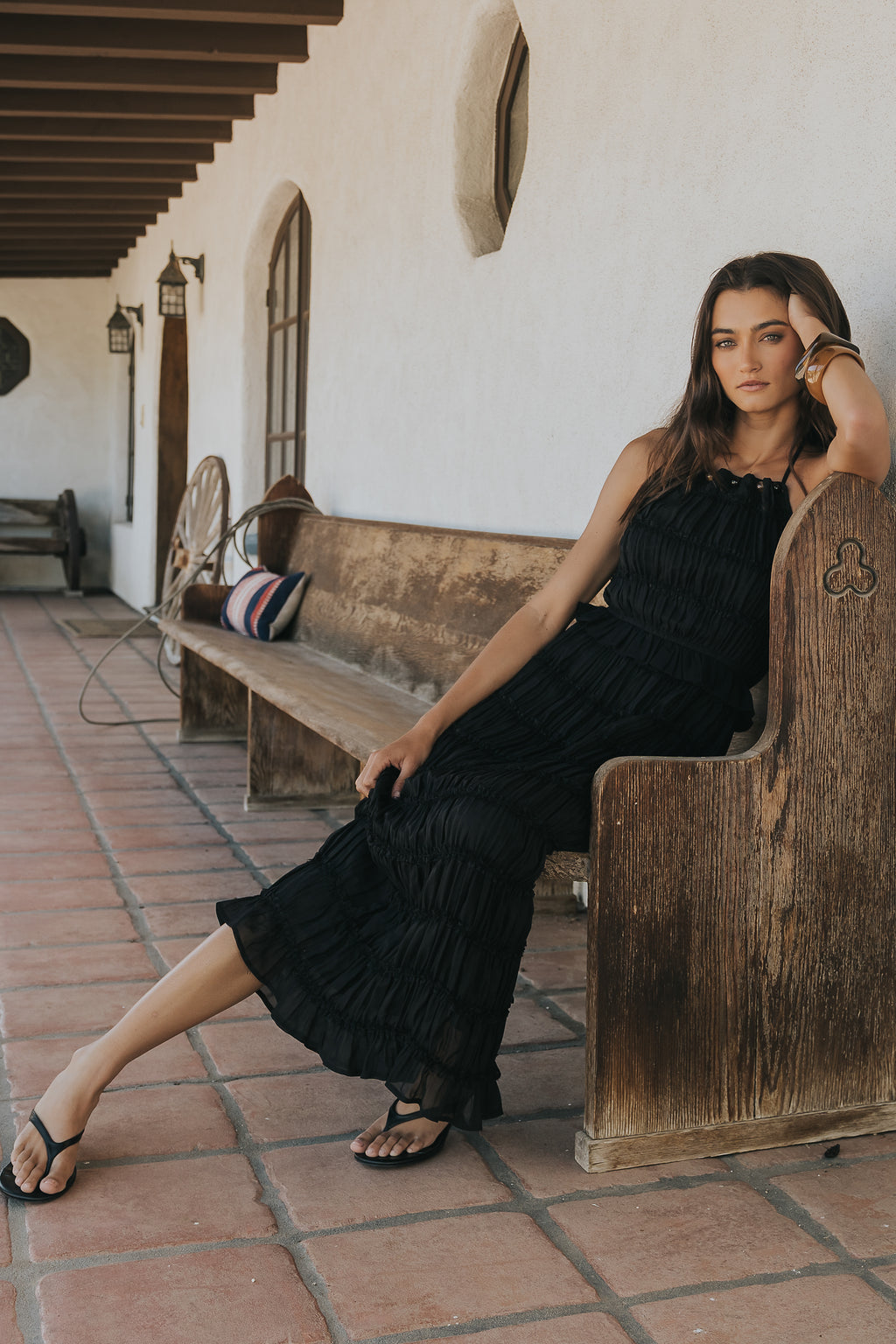 Marla Chiffon Midi Dress in Black