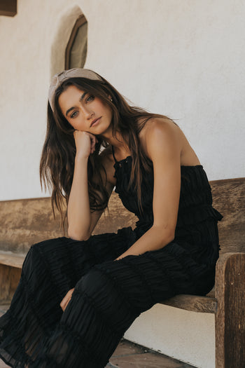Marla Chiffon Midi Dress in Black