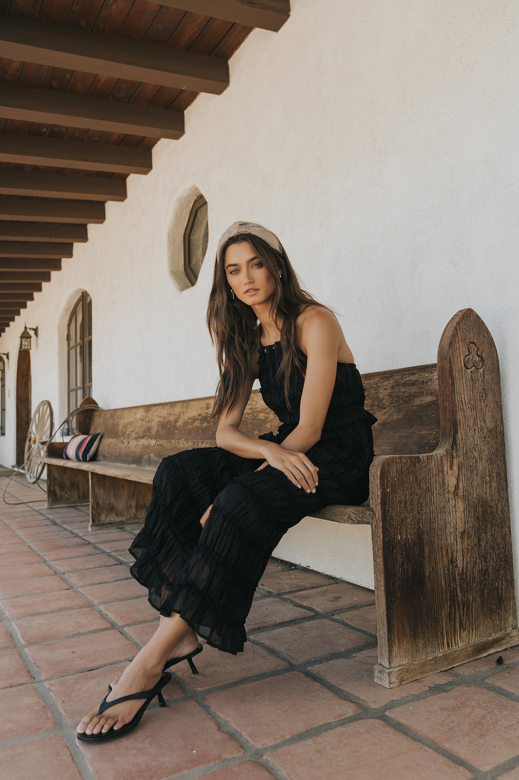 Marla Chiffon Midi Dress in Black