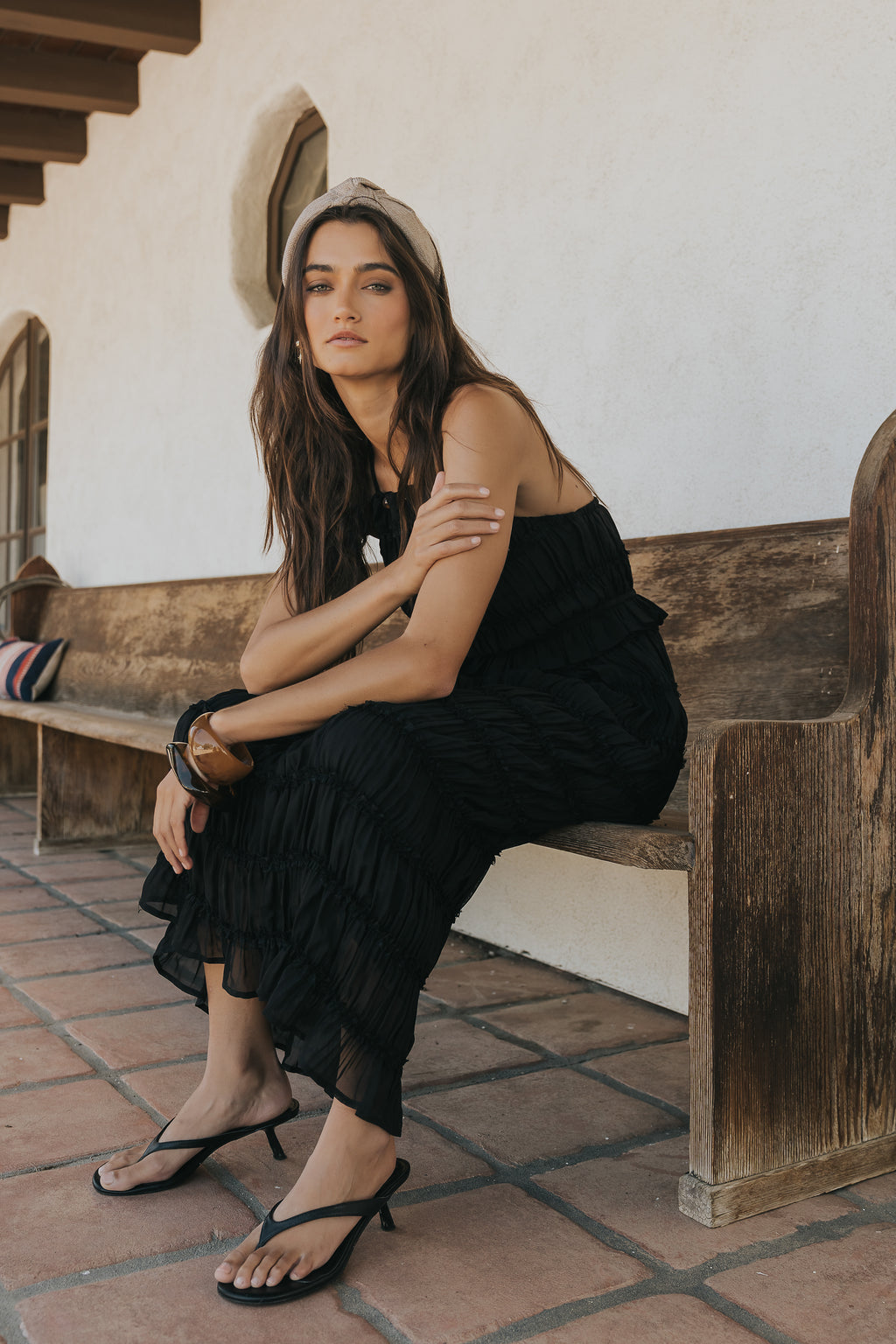 Marla Chiffon Midi Dress in Black