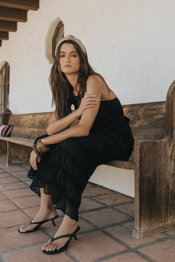 Marla Chiffon Midi Dress in Black