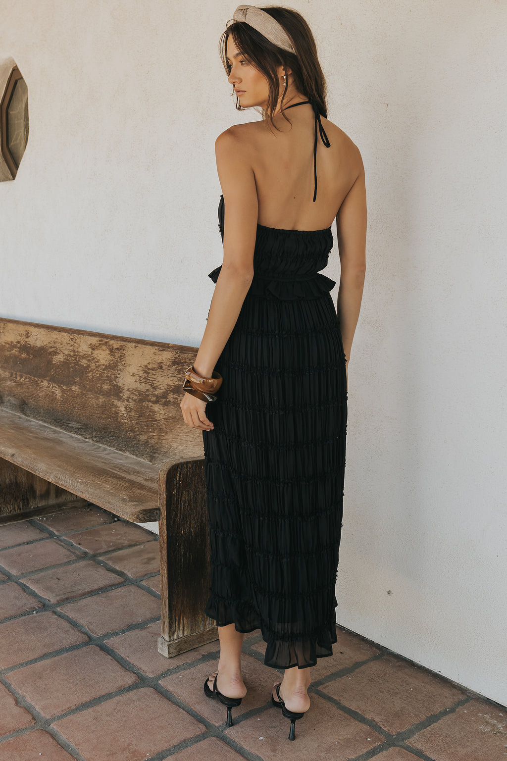Marla Chiffon Midi Dress in Black