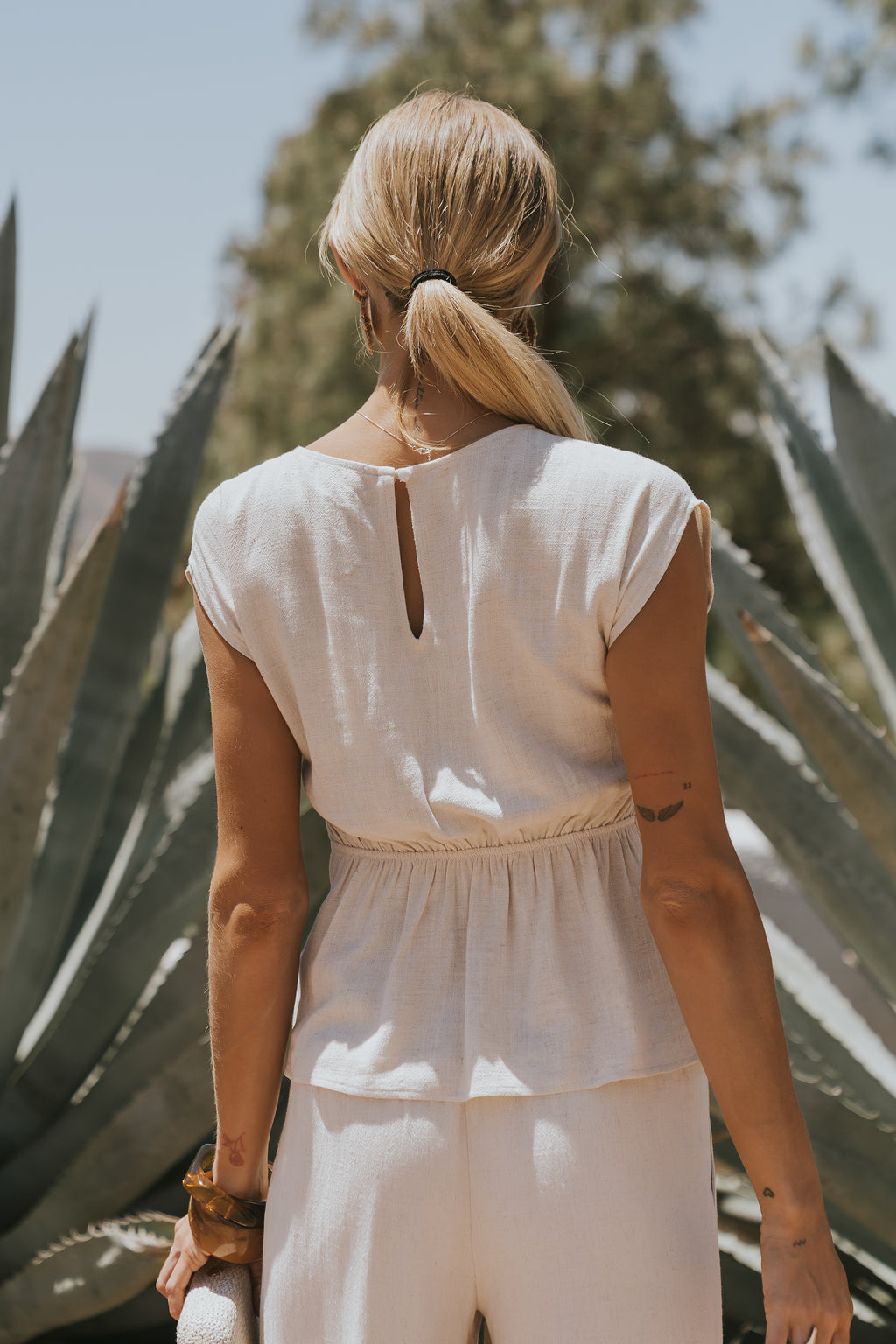 Manny Ruched Linen Top