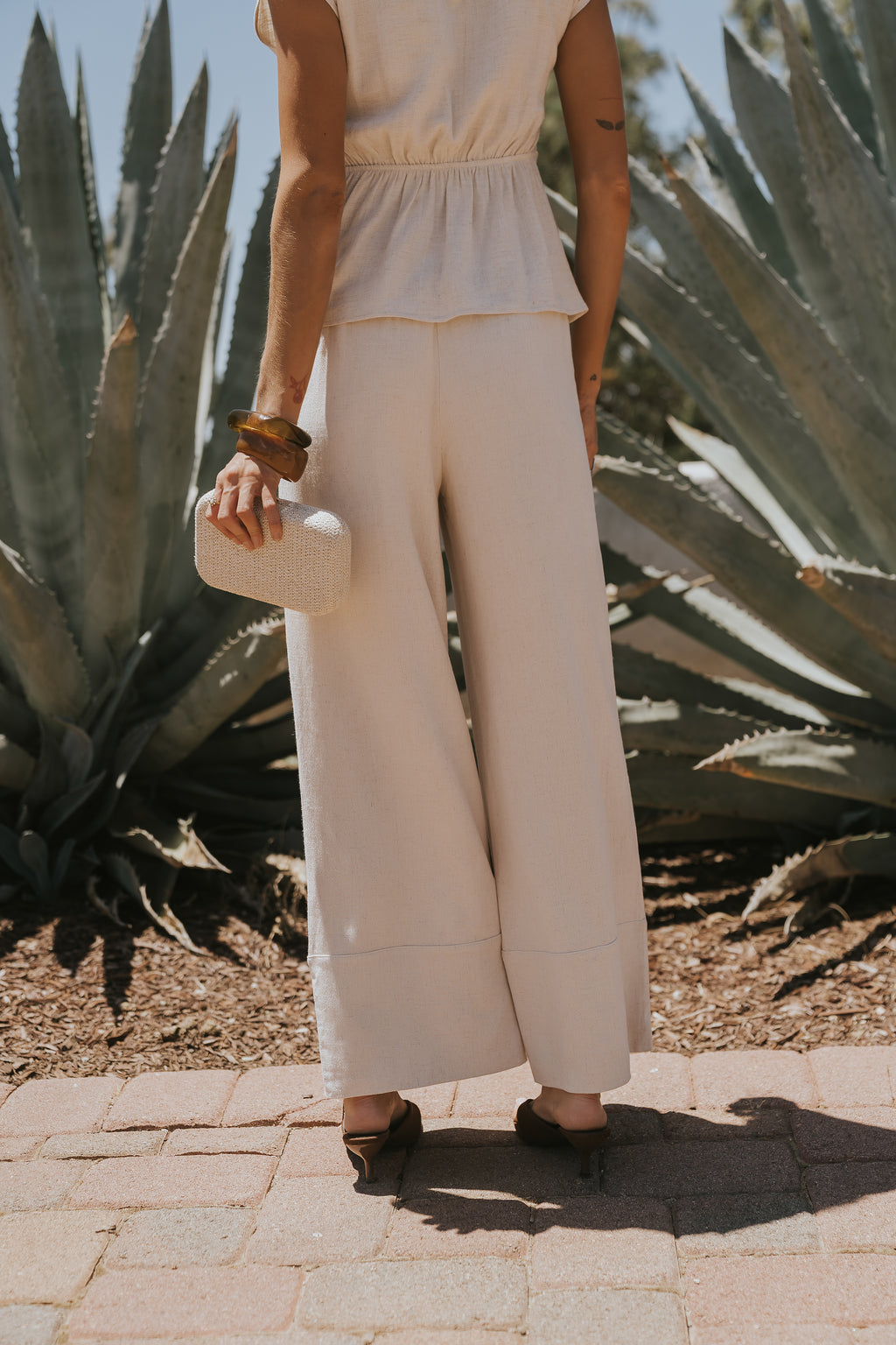 Manny Wide Leg Pants in Beige